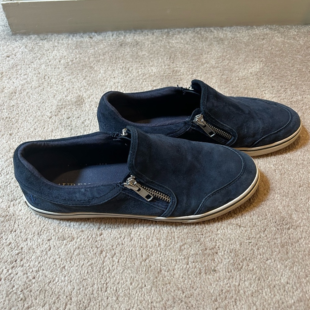Lauren Ralph Lauren Black Slip-On Flats with Zipper